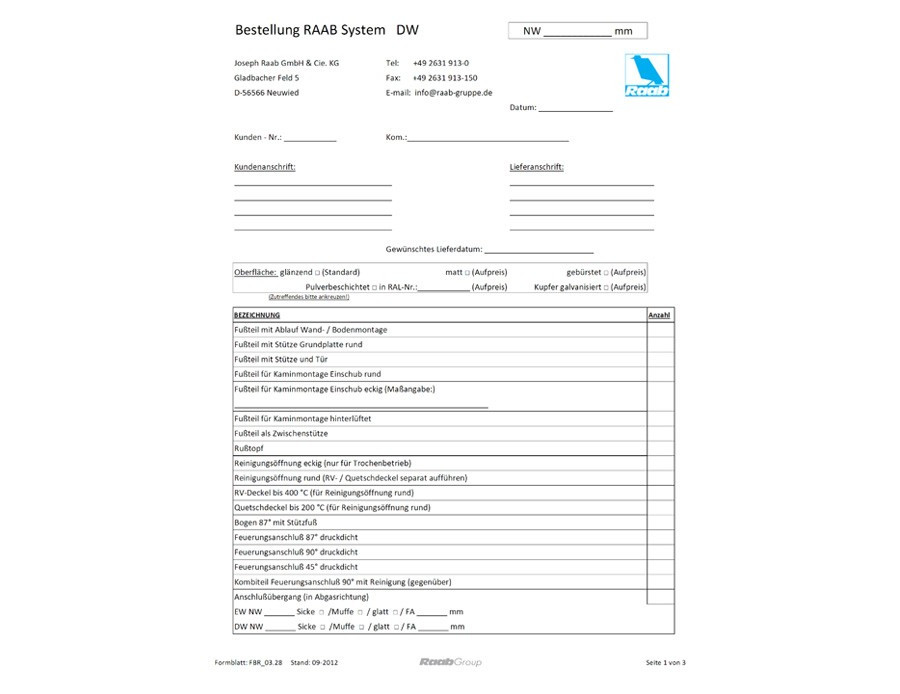 Bestellformular FBR 03.28 09-2012 Bestellformular DW