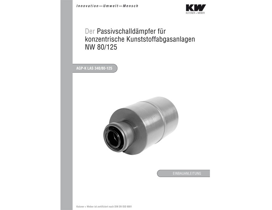 Der Passivschalldämpfer für konzentrische Kunststoffabgasanlagen Typ AGP-K LAS 340/80-125